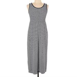 NEW NWT LARK + GREY Navy Blue White Striped Sleeveless Midi Fit Flare Tank Dress